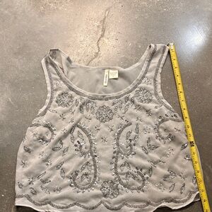 Passport Gray Embellished Crop Top